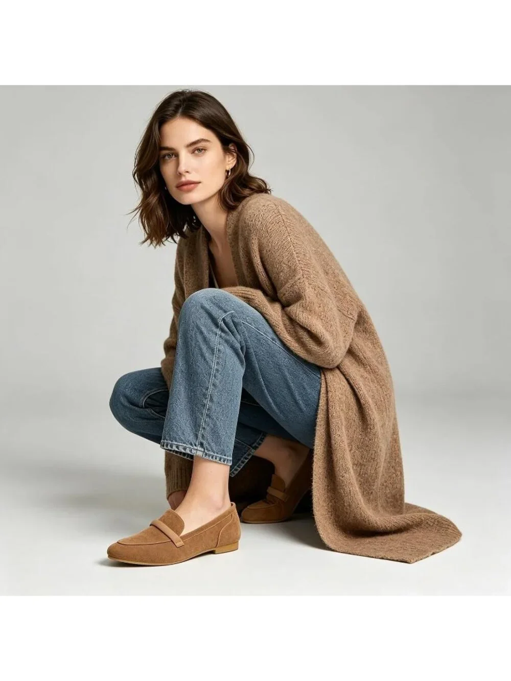 Women's Khaki Faux Leather Slip on Shoes Runs Small Ballet Flats Comfortable